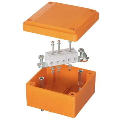 Коробка пластиковая FS с гладкими стенками и клеммниками  IP56 100х100х50мм  5р  450V 20A 10мм.кв