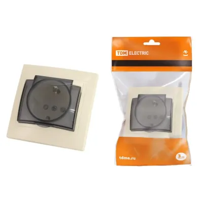 Розетка 2П+З с защ. шт. и крышкой 16А 250В IP42 сл. кость ''Таймыр'' TDM