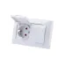 Розетка двойная 2П+З с защ. шт. и крышкой 16А 250В IP44 (основание пластик) белая Таймыр TDM