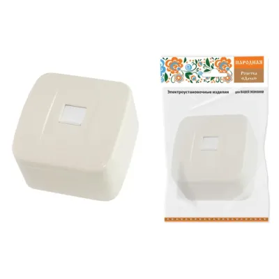 Розетка компьютерная RJ-45 открытой установки IP20, сл. кость Дача Народная