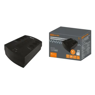 Источник бесперебойного питания line-interactive  650 ВА 6 розеток + 2USB TDM