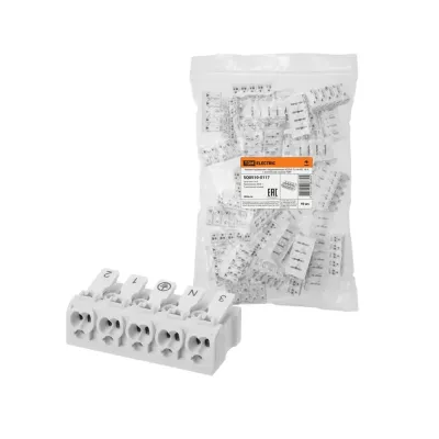 Клемма пружинная соединительная КСПн5-3L+N+PE, 16 A, с монтажной ножкой TDM