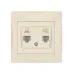 Розетка телефонная RJ11 + компьютерная RJ45 сл. кость Лама