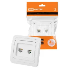Розетка компьютерная RJ-45 + TФ (RJ-11) белая ''Валдай'' TDM