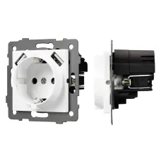 Механизм розетки с USB зарядкой SCT-MUAA-PL-WH-V 250V, 16A