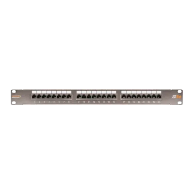 Коммутационная панель NIKOMAX 19", 1U, 24 порта, Кат.5e (Класс D), 100МГц, RJ45/8P8C, 110/KRONE, T568A/B, полный экран, с органайзером, металлик - гарантия: 5 лет расш