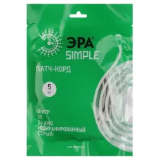 Патч корд ЭРА SIMPLE U/UTP неэкранированный 5 м, категория 5e, серый