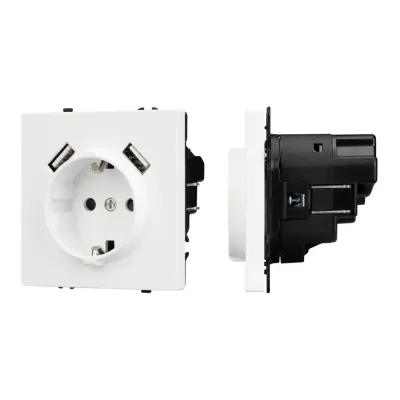 Механизм розетки с USB зарядкой SCT-NOBE-MUAA-SFPL-WH 230V, 16A, Белый, 1 пост