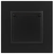 14-2103-05 ЭРА Розетка 2P+E Schuko со шторками с крышкой, 16A-250В, IP20, Эра Elegance, антрацит (10
