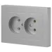 Розетка Intro Accent 6-204-03 2х2P, 16А-250В, IP20, СУ, AL/CU, алюминий