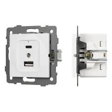 Механизм USB розетки SCT-MUAC-PL-WH-V 5V, 3A, QC4