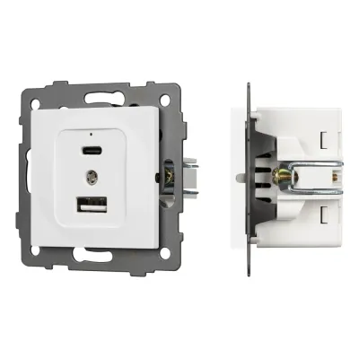 Механизм USB розетки SCT-MUAC-PL-WH-V 5V, 3A, QC4