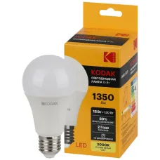 Лампа светодиодная LED 15Вт 1350Лм 3000К E27 A60 Груша KODAK A60-15W-830-E27 K