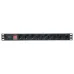Блок розеток PDU TERACOM PRO 19'' 1U 10А/250В 8 розеток Schuko с выключателем без шнура питания входной разъем C14 корпус алюминий черный