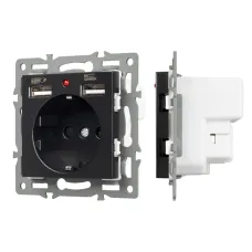 Механизм розетки с USB зарядкой SCT-MUAA-PL-BK 250V, 16A