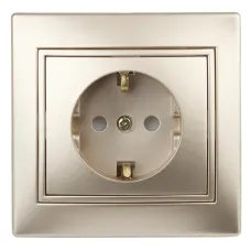 1-206-04 Intro Розетка 2P+E Schuko со шторками, 16А-250В, IP20, СУ, Plano, шампань (10/200/2000)