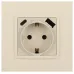 Розетка ЭРА Elegance 14-4108-02 2P+E 16A-250В со шторками с USB type-A+C 5В-3А слоновая кость