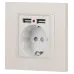 Розетка Intro Accent 6-410-06 , P+E Schuko со шторками, 16А-250В + 2хUSB, IP20, СУ, перламутр