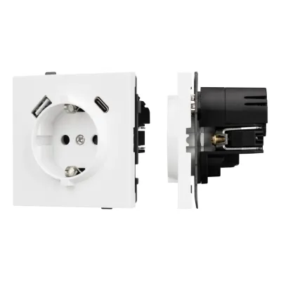 Механизм розетки с USB зарядкой SCT-TENDO-MUAC-PL-WH 230V, 16A, Белый, 1 пост