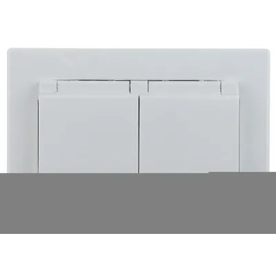Розетка Intro Plano 1-210-01 с заземлением двойная 2х2P+E Schuko с крышкой шторками, 16А-250В, СУ, IP44, белый