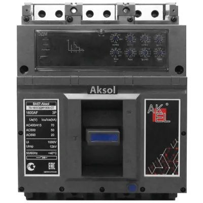 Выключатель автоматический в литом корпусе ВА57-AKSOL-70-1603ЭДМ1600-СТ 3P/1600A/ЭДМ/70кА