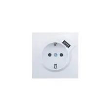 ZIMA Розетка с заземлением (16 А) + USB ,механизм, белая Lezard 704-0288-181