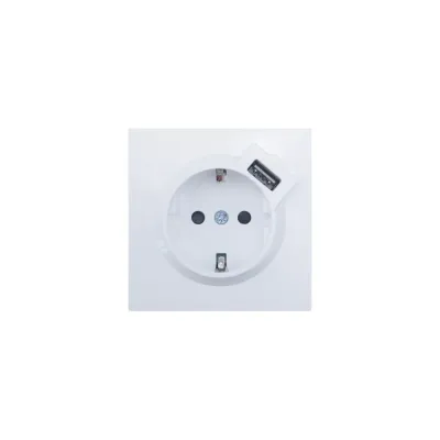 ZIMA Розетка с заземлением (16 А) + USB ,механизм, белая Lezard 704-0288-181