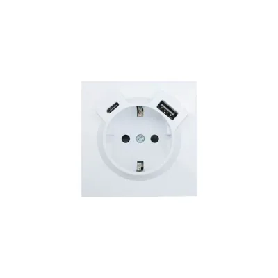 ZIMA Розетка с заземлением (16 А) + TC + USB ,механизм, белая Lezard 704-0288-181TC