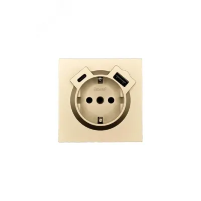 ZIMA Розетка с заземлением (16 А) + TC + USB ,механизм, золото Lezard 704-3688-181TC