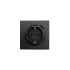 ZIMA Розетка с заземлением (16 А) + USB ,механизм, черный бархат Lezard 704-4288-181
