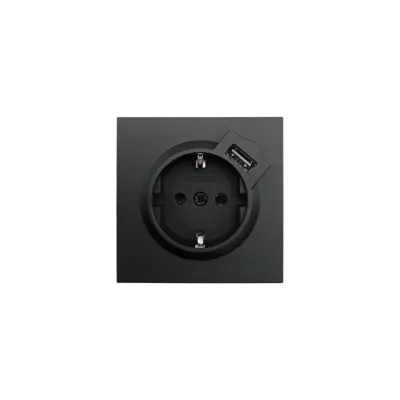 ZIMA Розетка с заземлением (16 А) + USB ,механизм, черный бархат Lezard 704-4288-181
