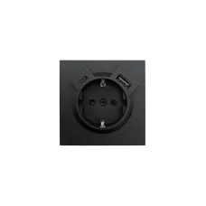 ZIMA Розетка с заземлением (16 А) + TC + USB ,механизм, черный бархат Lezard 704-4288-181TC