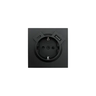 ZIMA Розетка с заземлением (16 А) + TC + USB ,механизм, черный бархат Lezard 704-4288-181TC