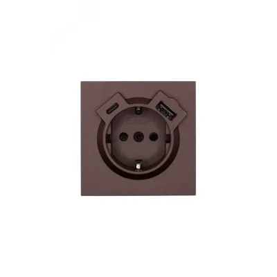 ZIMA Розетка с заземлением (16 А) + TC + USB ,механизм, шоколад Lezard 704-7388-181TC