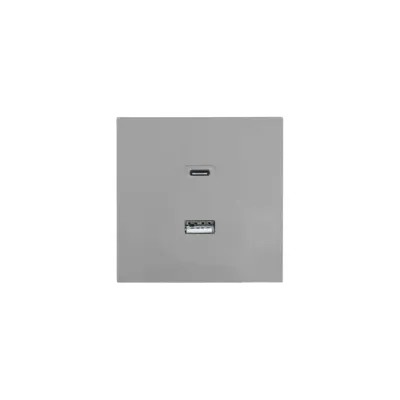 ZIMA Розетка TC+ USB, механизм, серый матовый Lezard 704-7488-192TC