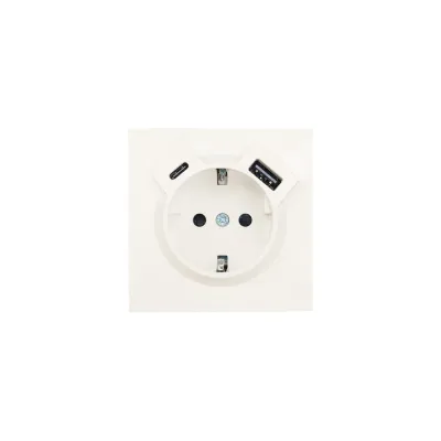 ZIMA Розетка с заземлением (16 А) + TC + USB ,механизм, слоновая кость Lezard 704-9088-181TC