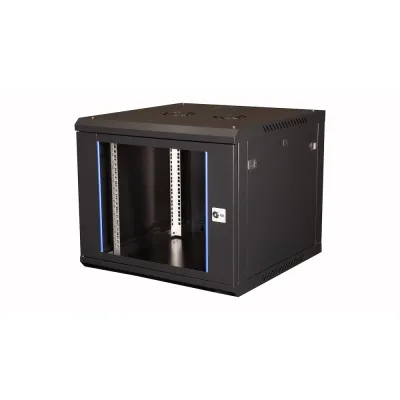 Шкаф 19'' телекоммуникационный настенный, 9U 501х600х600 мм, дверь стекло, черный