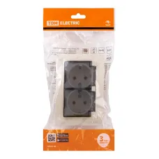 Розетка двойная 2П+З с защ. шт. и пр. крыш. 16А 250В IP44 (основание пластик) сл. кость Таймыр TDM