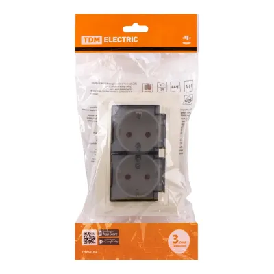 Розетка двойная 2П+З с защ. шт. и пр. крыш. 16А 250В IP44 (основание пластик) сл. кость Таймыр TDM