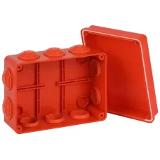Коробка огнестойкая распаячная ОП 150х110х70мм с гермовводами 10 вх. IP55 оранжевая KORv-150-110-70-10g-OR-FR