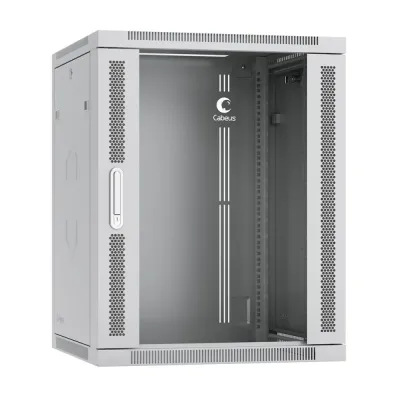 Шкаф телекоммуникационный настенный разобранный 19дюймов 15U 600х450х769мм (ШхГхВ) дверь стекло.    цвет серый (RAL 7035)