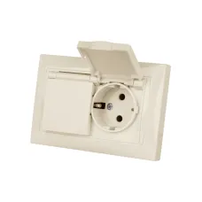 Розетка двойная 2П+З 16А 250В IP44 с защ. шт. с крышкой сл. кость Лама