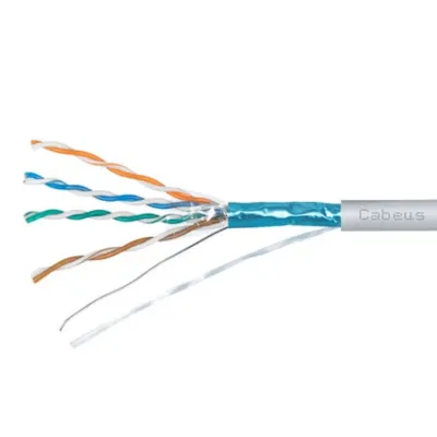 Витая пара экранированная FTP (F/UTP), категория 5e, 4 пары (24 AWG), одножильный, экран - фольга, PVC нг(А)-LS (50 м)