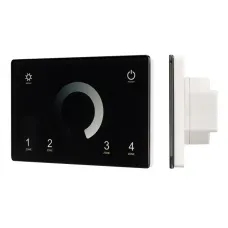Панель Sens SMART-P79-DIM Black 230V, 4 зоны, 2.4G ARL, IP20 пластик, 5 лет