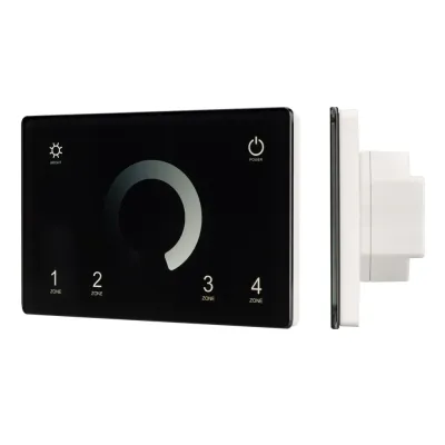 Панель Sens SMART-P79-DIM Black 230V, 4 зоны, 2.4G ARL, IP20 пластик, 5 лет