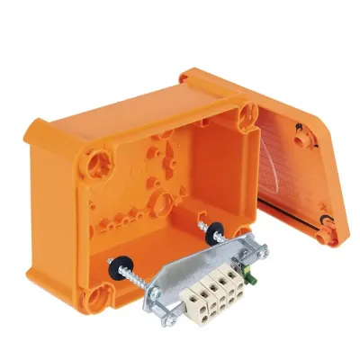 Коробка огнестойкая FireBox T100, 136х102х57 мм, IP66, 5+1 клемма, 4 мм?, сплошная стенка, вн.кр. (T 100 E 4-5)