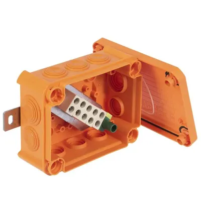 Коробка огнестойкая FireBox T100, 136х102х57 мм, IP66, 5+1 клемма, 10 мм?, вводы d25x8,d32x2,нар.кр. (T 100 ED 10-5 A)