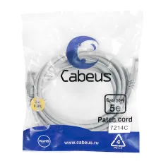 Патч-корд U/UTP, категория 5е, 2xRJ45/8p8c, неэкранированный, серый, PVC, 3м