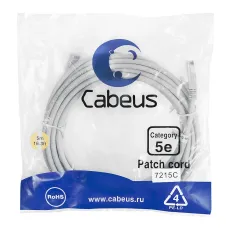 Патч-корд U/UTP, категория 5е, 2xRJ45/8p8c, неэкранированный, серый, PVC, 5м