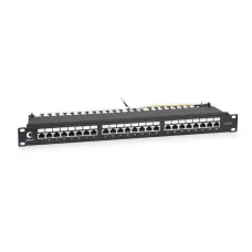 Патч-панель IDC 19' (1U), 24 порта RJ-45, категория 6, полностью экранированная, с задним кабельным организатором